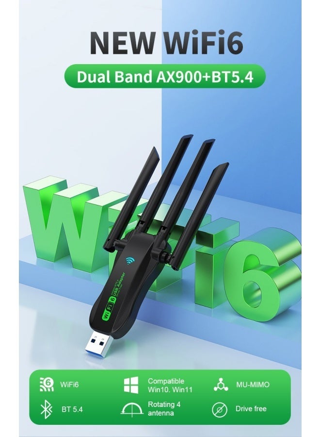 أورييل محول USB لاسلكي 2 في 1 - مستقبل لاسلكي خارجي ثنائي النطاق 2.4 جيجاهرتز/5.8 جيجاهرتز بسرعة 900 ميجابت في الثانية، محول بلوتوث لاسلكي، بطاقة شبكة لاسلكية، بلوتوث 5.4، MU-MIMO، متوافق مع ويندوز 11/10/7، لا يحتاج إلى تعريفات، يعمل بمجرد التوصيل - Image 2